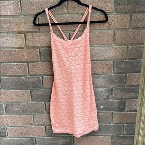 Hollister Peach Lace Slip Dress Criss-Cross back Size XS
